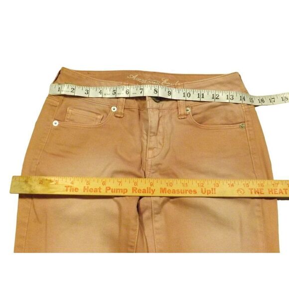 American Eagle Jeans Women Sz 0 Regular Skinny Stretch Peach Straight Leg - Picture 3 of 9